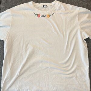 White Floral Embroidered Men's Shirt